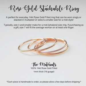 Thin Rose Gold Ring, Rose Gold Filled Ring, Stackable Gold Rings, Dainty Ring, Rose Gold Midi Ring image 4