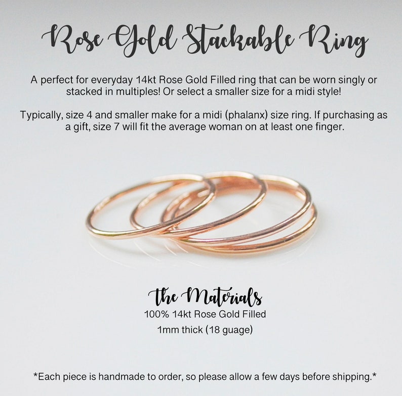 Thin Rose Gold Ring, Rose Gold Filled Ring, Stackable Gold Rings, Dainty Ring, Rose Gold Midi Ring image 4