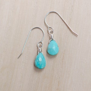 Turquoise Earrings 14k Gold Fill or Sterling Silver Natural Arizona Turquoise Faceted Teardrops Southwestern Jewelry image 7