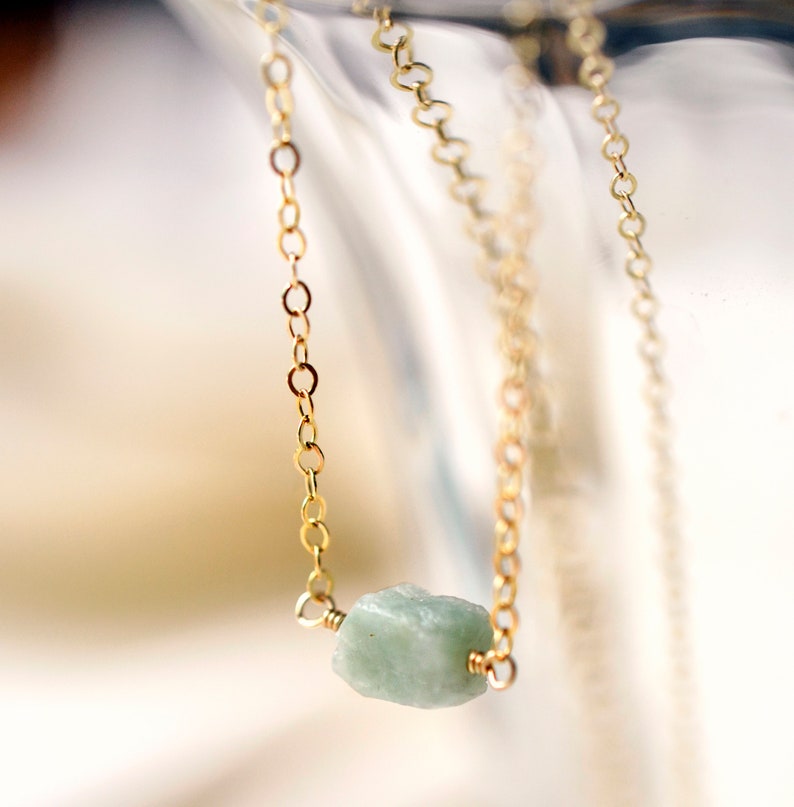 Raw Jade Necklace Sterling Silver or 14kt Gold Filled Small Jadeite Pendant Pale Green Jade Natural Burma Jade Rough Raw image 3