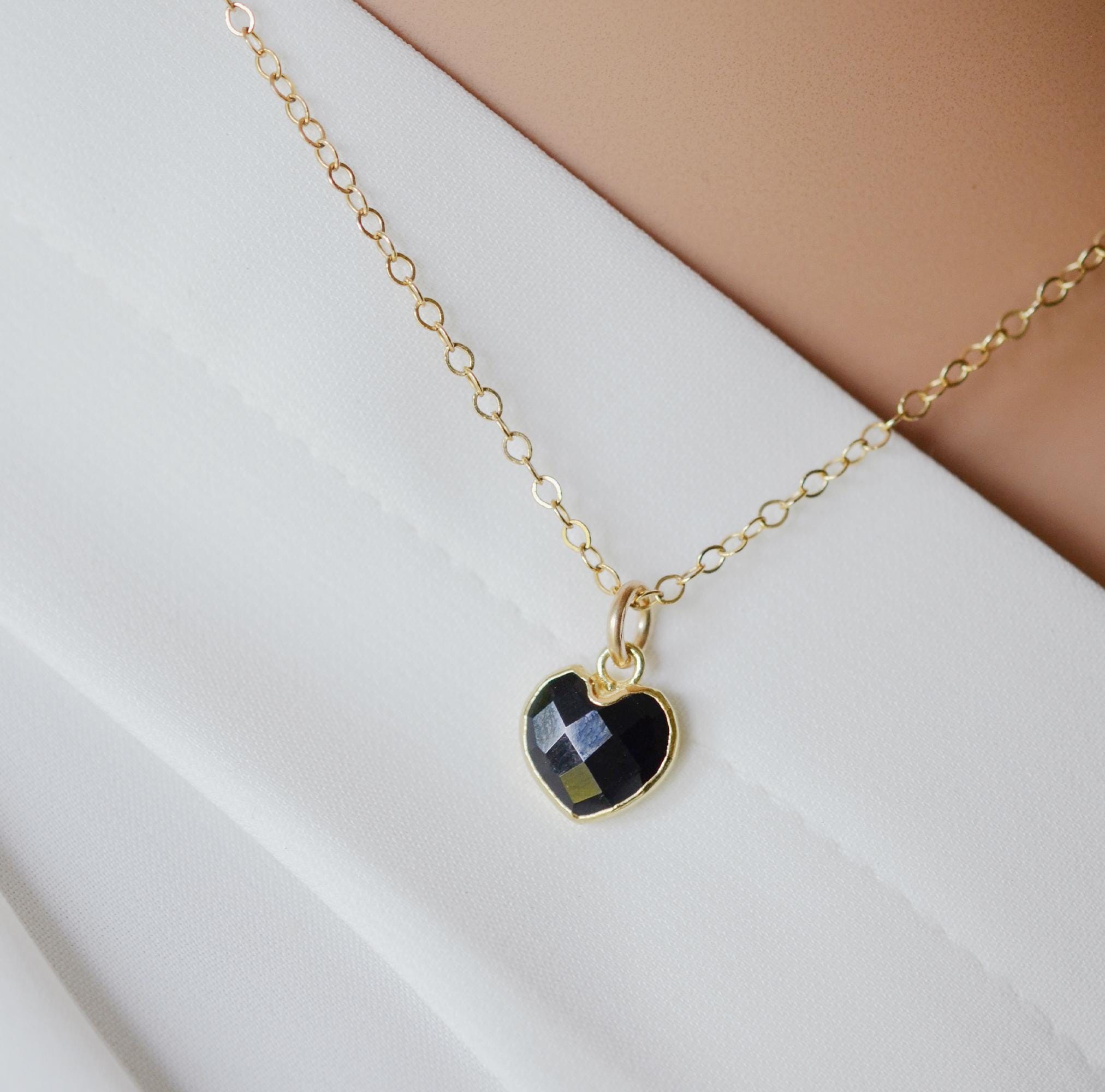 ネックレス・ペンダント [SENTIMENTS] NO.435 [BLACK] HEART ONYX NECKLACE Black Onyx Heart Pendant Necklace/black Stone Heart Charm