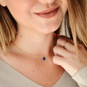 Petit collier en lapis-lazuli - argent sterling ou or 14 carats - pendentif en lapis naturel - pierre de naissance décembre - guérison en forme de larme de lapis
