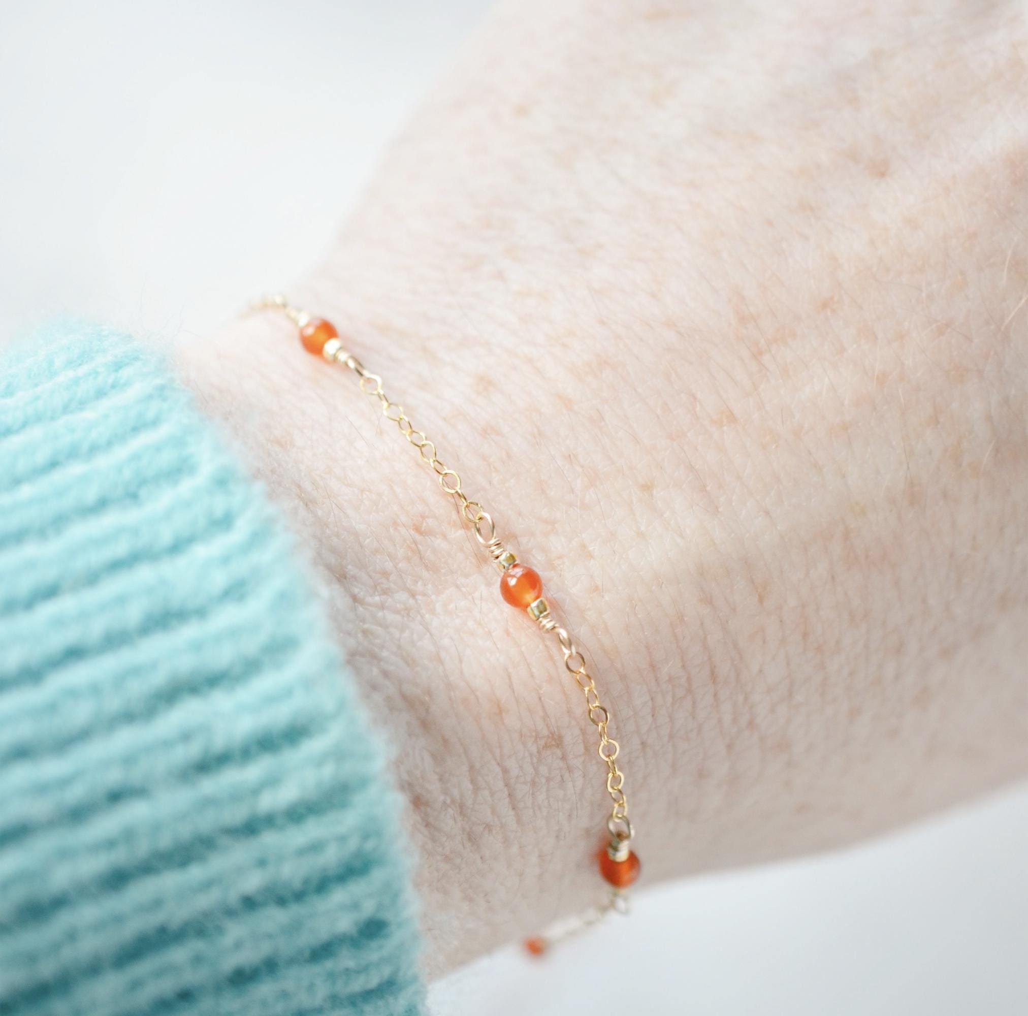 Orange stone bracelet - Etsy 日本