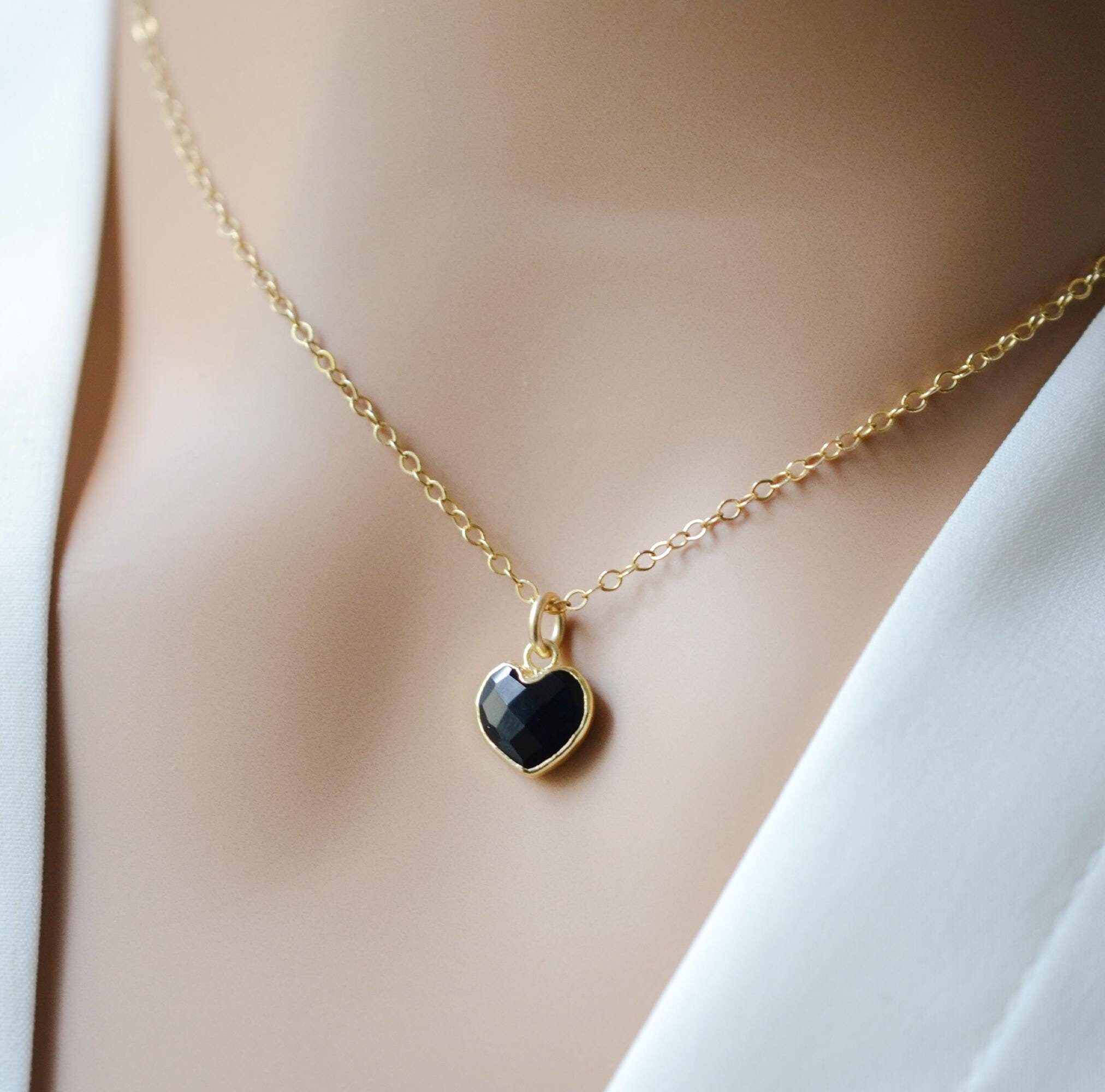 ネックレス・ペンダント [SENTIMENTS] NO.435 [BLACK] HEART ONYX NECKLACE Black Onyx Heart Pendant Necklace/black Stone Heart Charm