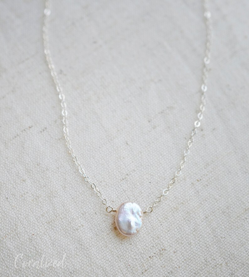 White Pearl Necklace Gold Pearl Necklace Coin Pearl Etsy
