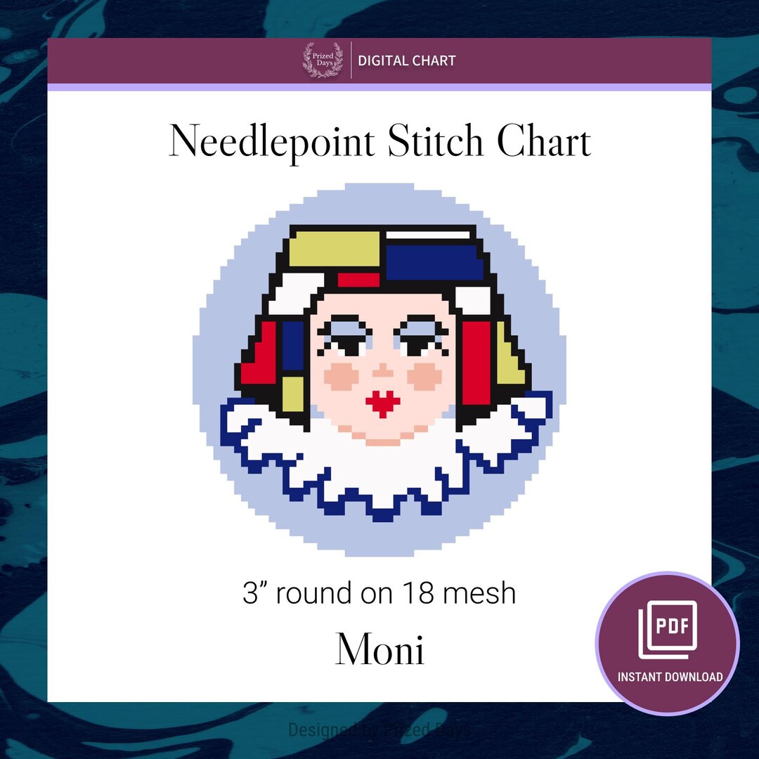 Needlepoint Chart Moni, Digital PDF Pattern, Mondrian Art Inspired ...