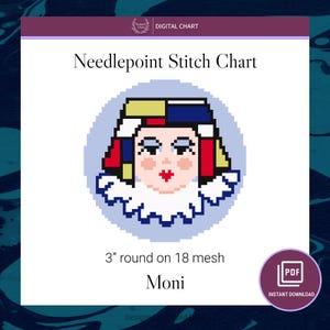 Needlepoint Chart Moni, Digital PDF Pattern, Mondrian Art Inspired Stitch Chart Download
