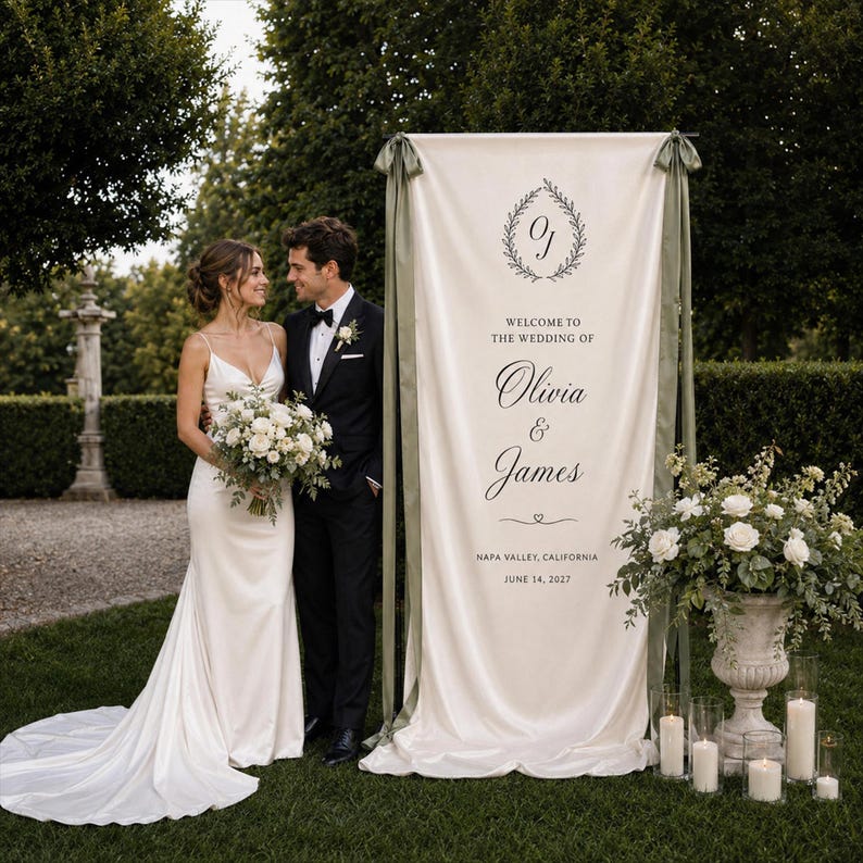 Custom Satin Wedding Seating Chart, Modern Luxury Silk Banner Custom Satin Wedding Seating Chart, Modern Luxury Silk Banner