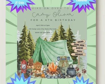 Hike on Over to Camp 3-in-1 Editable Invite Template Bundle