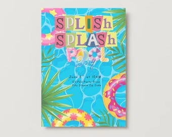 Splish Splash Pool Party Invite Template