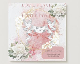 Love, Peace, and Little Dove Baby Shower Invite Template