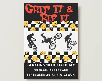 Grip it & Rip it Editable Birthday Invitation
