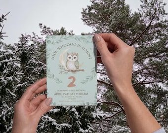 Look Whoooo is Almost Two Fully Editable Invitation