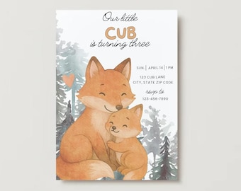 Our Little Cub Birthday Invite Template