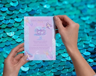Dive Into Five Birthday Fully Editable Invite