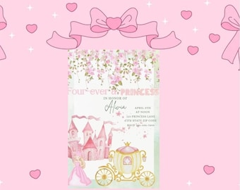 Four-ever a Princess Birthday Party Editable Invite
