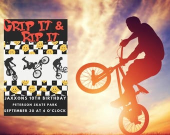 Grip it & Rip it Editable Birthday Invitation