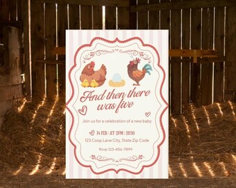 And Then There was Five Baby Shower Invite Template