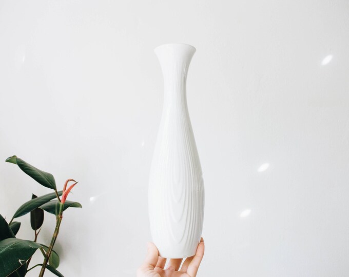 Mid Century Modern Glazed White Porcelain Vase // Royal KPM // Scandinavian Modern Home Decor