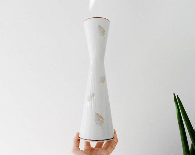 1950s Handmade Glazed White Porcelain Vase // Zeh Scherzer West Germany // Large Scale Mid Century Modern Home Decor
