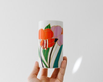 Vintage Colorful Botanical Porcelain Mini Art Vase // Wolfgang Bauer // Rosenthal Studio Linie West Germany