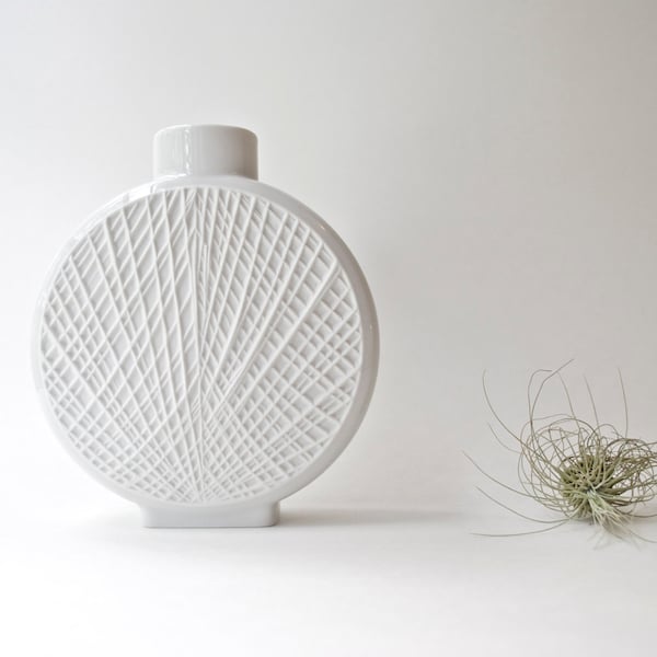Vintage Vase blanc milieu siècle Vintage mat glacé blanc Porelain Vase Krautheim Saturne Allemagne ère spatiale MCM