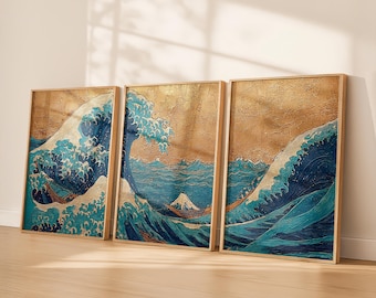 Japanese Woodblock Art Print Hokusai Great Wave Ukiyo-e Poster