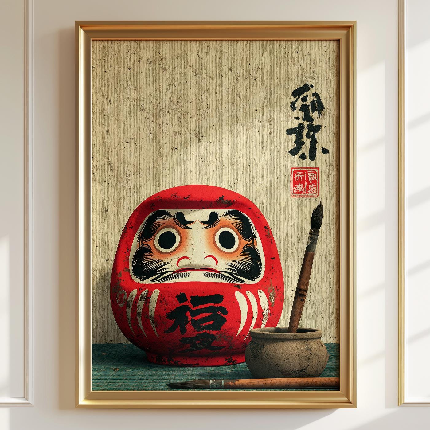 Daruma Doll Wall Art Print | Japanese Good Luck Charm (digital