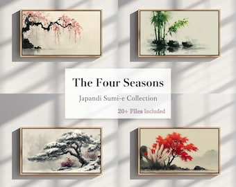 Samsung Frame TV Art | Japanese Sumi-e Four Seasons (Digital Download)