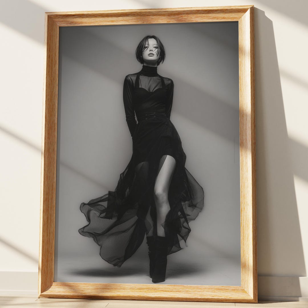 Elegant Black Dress Fashion Photography Print, Chic Woman Wall Art ...