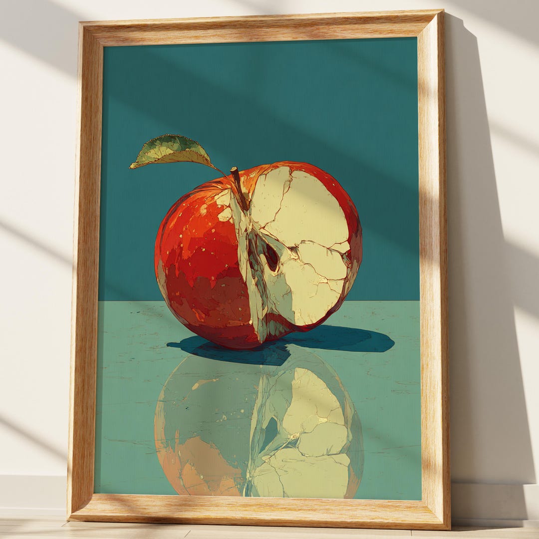 Modern Apple Wall Art Print - Contemporary Still Life Fruit Decor With ...