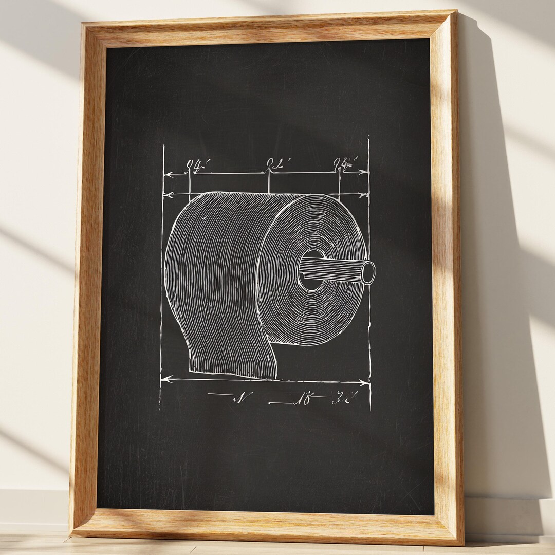 Toilet Paper Patent Print Chalkboard Art, Funny Bathroom Decor, Vintage ...