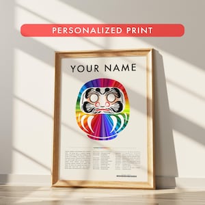 Personalized Daruma Data Matrix - Custom Birth Date Art "The Day You Were Born"/ Poster or Hanger Frame