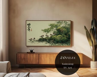 20 set di cornici per TV Samsung / Albero di pino verde giapponese / Sfondo vintage con bonsai / Salvaschermo digitale scaricabile in 4K