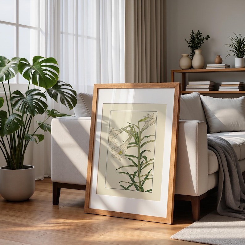 White Lily Wall Art Print, Vintage Botanical Flower Art, Elegant Nature ...