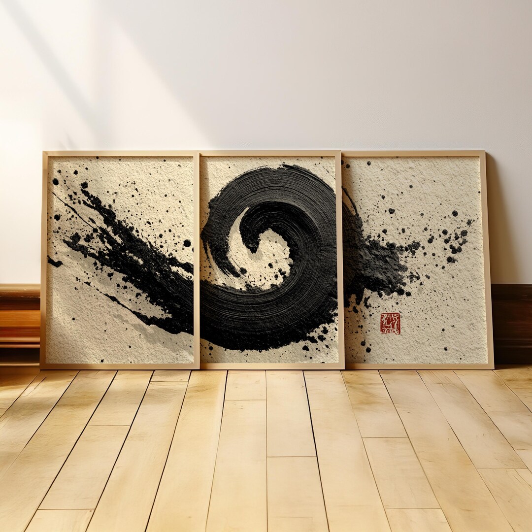 Zen Enso Circle Brush Stroke Art, Minimalist Japanese Calligraphy ...