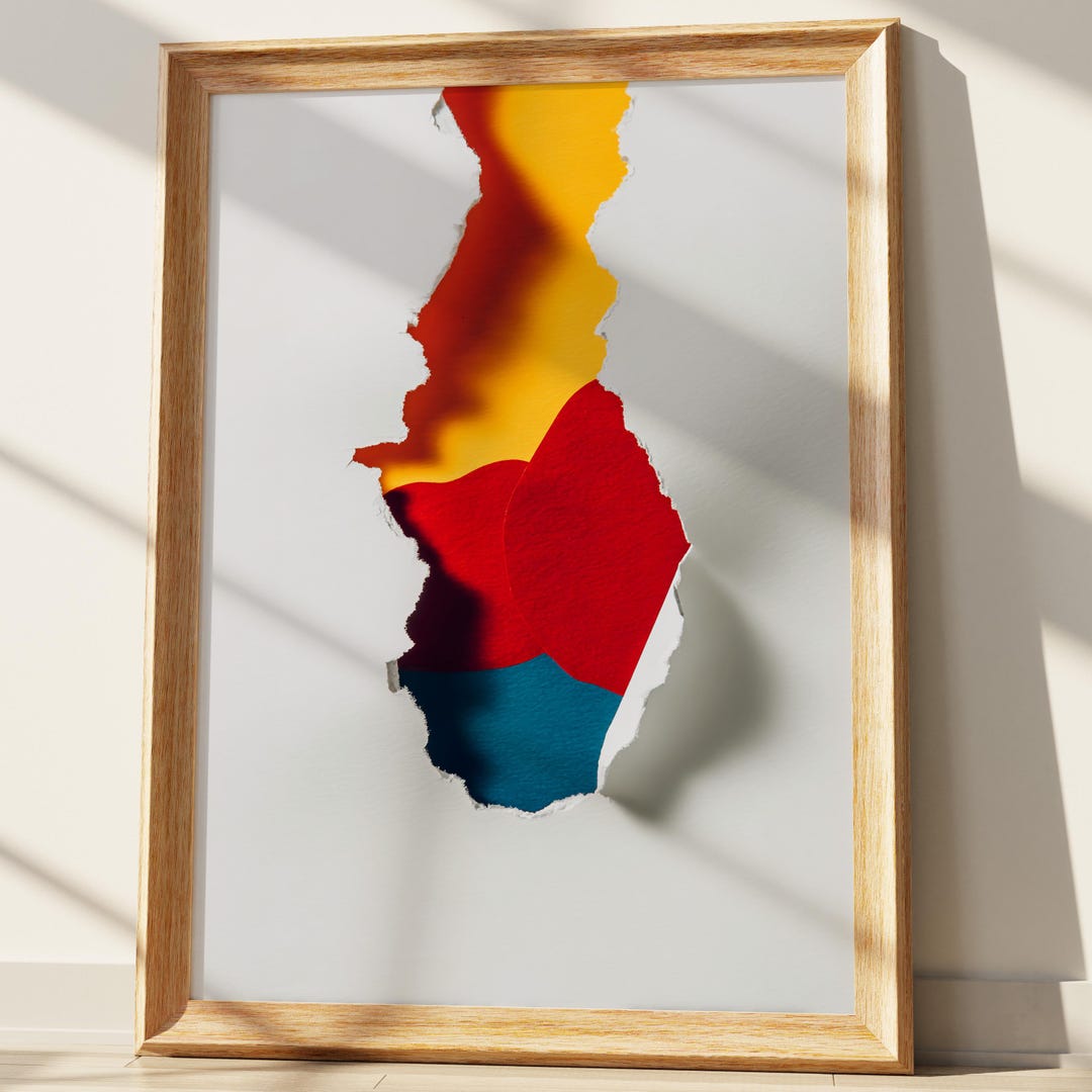 Abstract Ripped Paper Art Print | Modern Layered Color Wall Decor ...