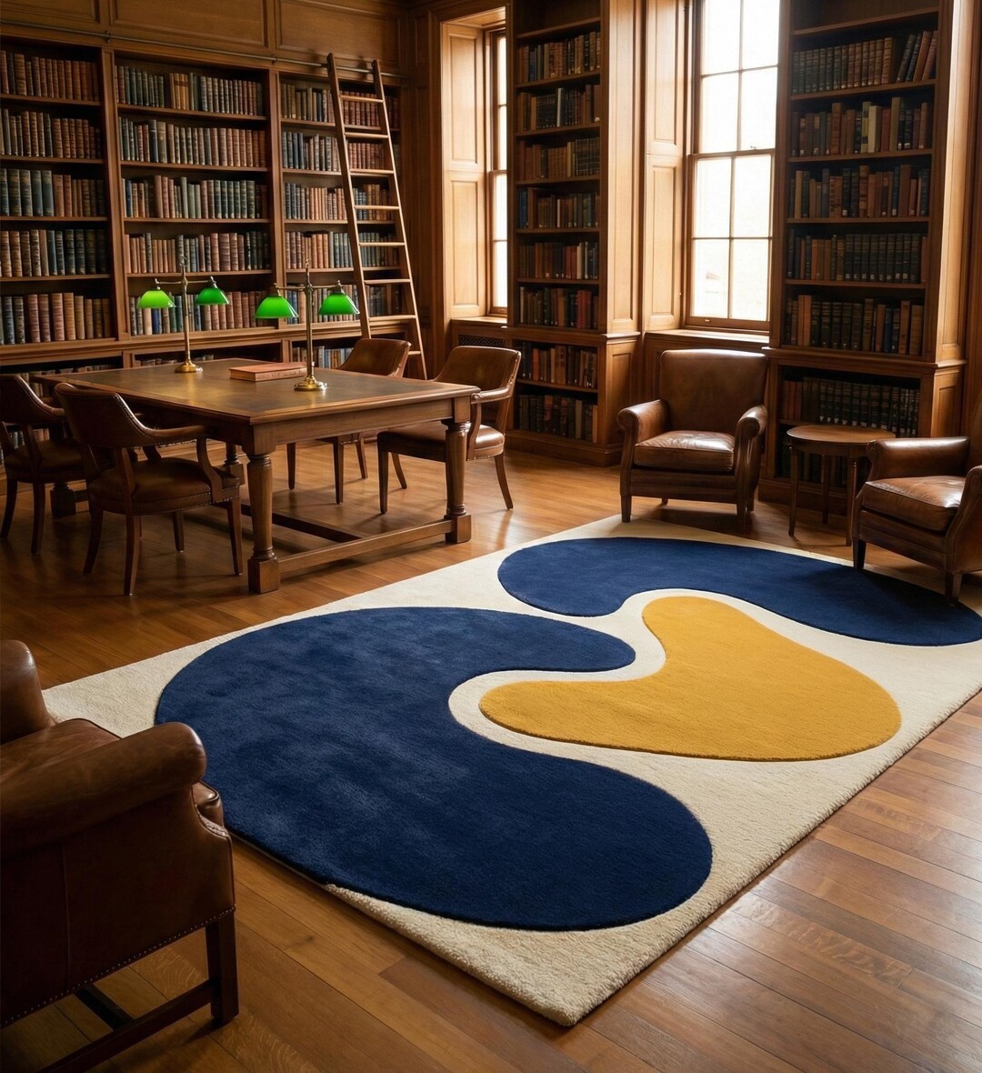 Handmade Abstract Tufted Rug | Blue & Yellow Geometric Nursery Rug ...