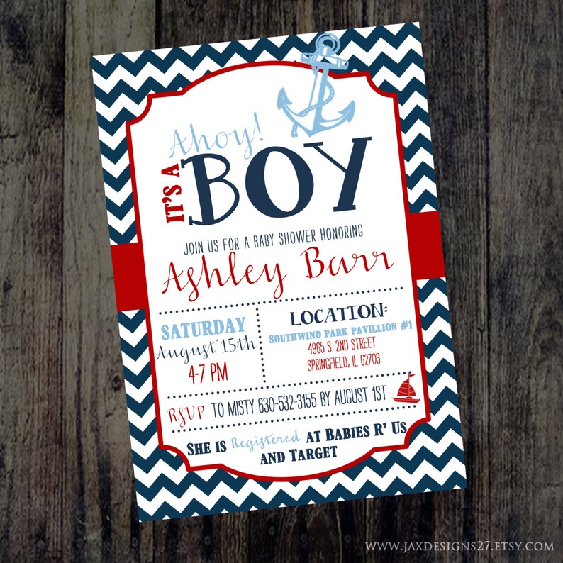 Boy Baby Shower Invitation Navy And Red Baby Shower Invites Etsy Boy Baby Shower Invitation Navy And Red Baby Shower Invites Etsy