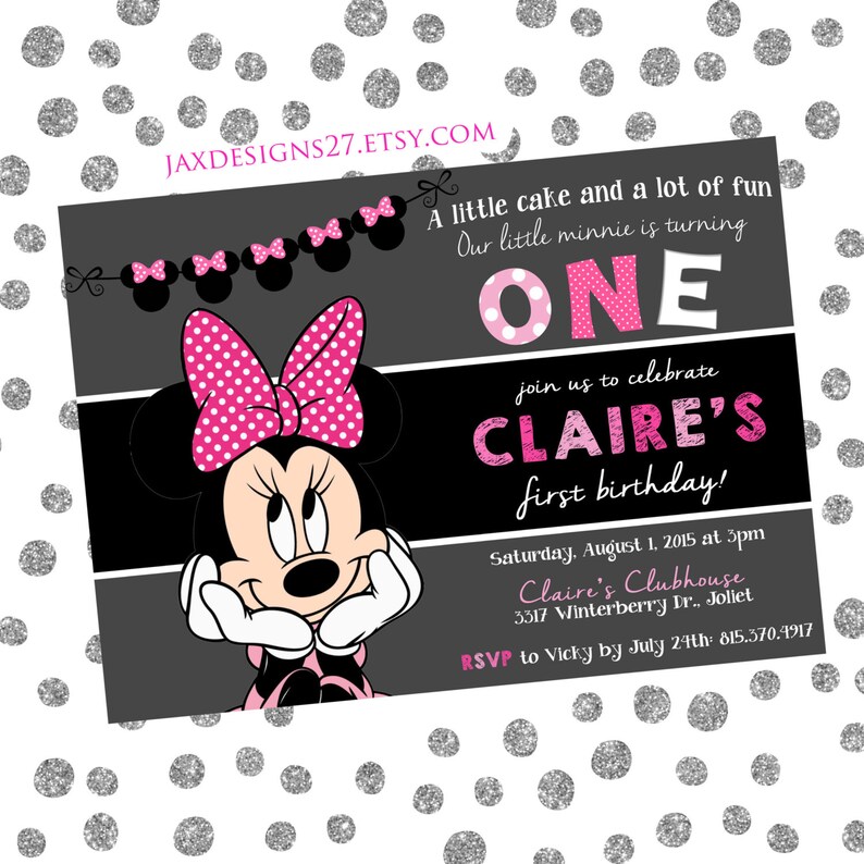 Minnie Mouse Birthday Girl Birthday Party Birthday Party Invitations Kids Birthday Invitations