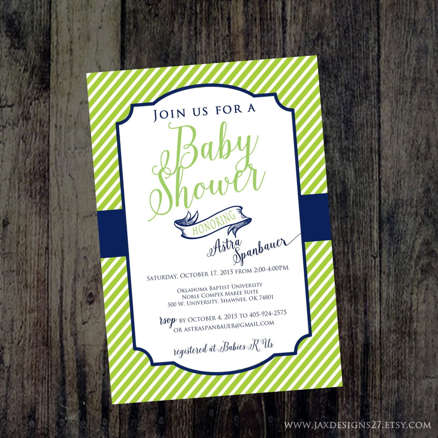 Lime Green Boy Baby Shower Invitation Navy and Lime Baby Etsy