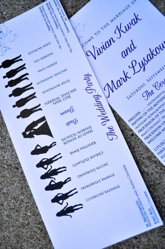 Double Sided Wedding Programs Slim Wedding Programs Custom Etsy