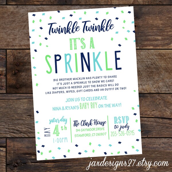 Digitale Baby Sprinkle Uitnodiging - Baby Sprinkle- Baby Shower - Confetti Baby Shower Uitnodiging - Baby Shower Download