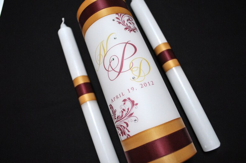 Monogram Unity Candle with crystals and ribbon Etsy