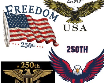 USA 250th Anniversary SVG Bundle, Patriotic PNG Designs, Semiquincentennial, Digtal File