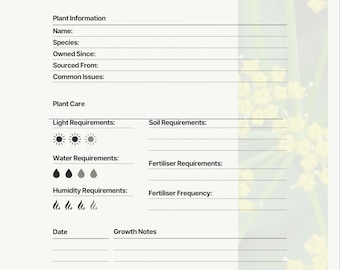 Indoor Plant Care Tracker, Minimalist Printable (A4 & Letter)