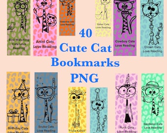 Cat Bookmark PNG files, kids bookmarks, printable bookmarks