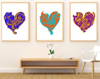 45 Hearts SVG/PNG Bundle, Trippy Wall Art, Colorful Art Designs (Digital File)