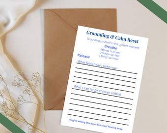 Reset Journal Printable | Grounding & Calm One Page Journal | Anxiety Relief Worksheet | Mindfulness Reset Page | Instant Download