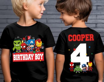 Inspired Superhero Birthday T-shirt: Spider, Hulk chibi Party Theme, All Sizes, Gift